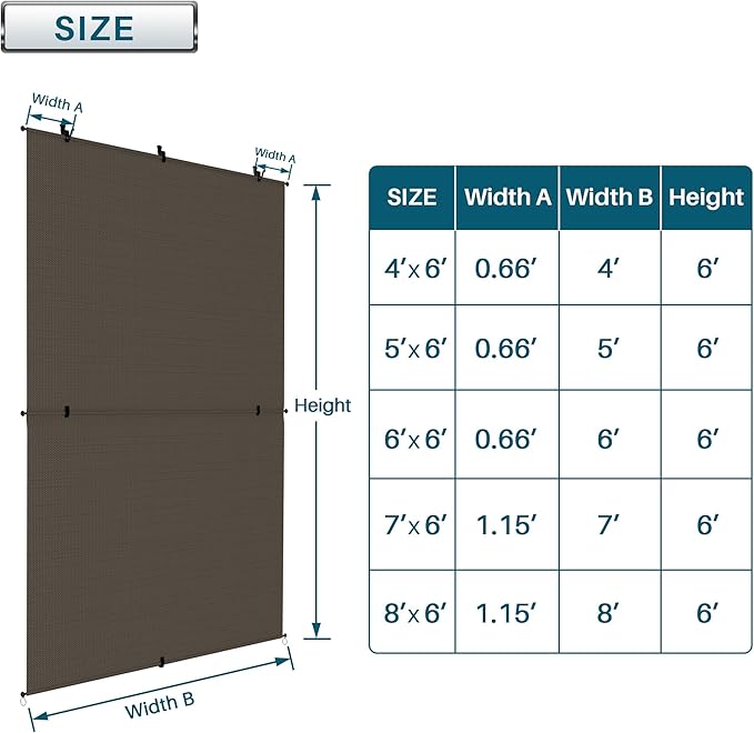 Coarbor Outdoor Roller Shades 7'W x 12.5'H Porch Sun Shades Outdoor Roll Up Blinds for Patio Porch Gazebo Balcony Backyard, Brown