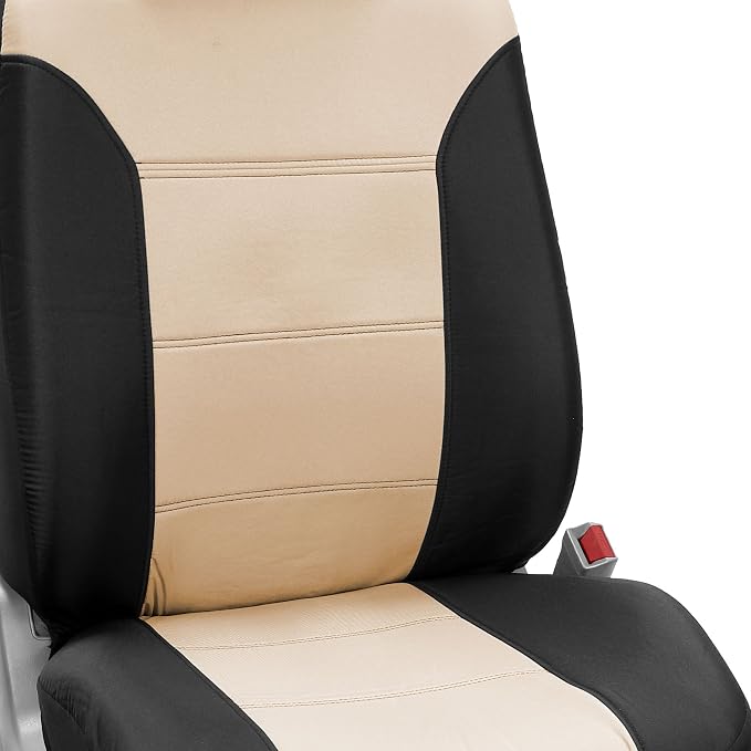 FH Group FB065115 + F11306 Classic Khaki Seat Covers (Beige) Full Set – Universal Fit for Cars Trucks & SUVs