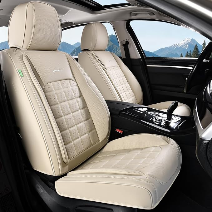 FLORICH Car Seat Covers Full Set, Leather Seat Covers for Cars, Waterproof Car Seat Protectors 5 Seats, Front and Rear Seat Covers for Cars, Automotive Seat Covers Protector Fit for Most Cars Trucks