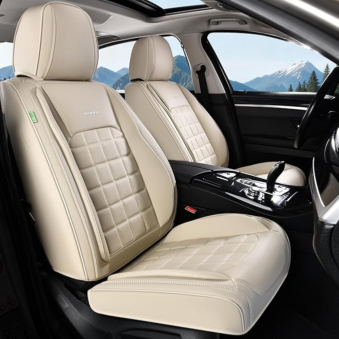 FLORICH Leather Seat Cover, Car Seat Covers Front Set, Waterproof Car Seat Protectors, Front Seat Covers 2 Pack, Breathable Automotive Seat Covers Protector Fit for Most Cars Trucks SUV