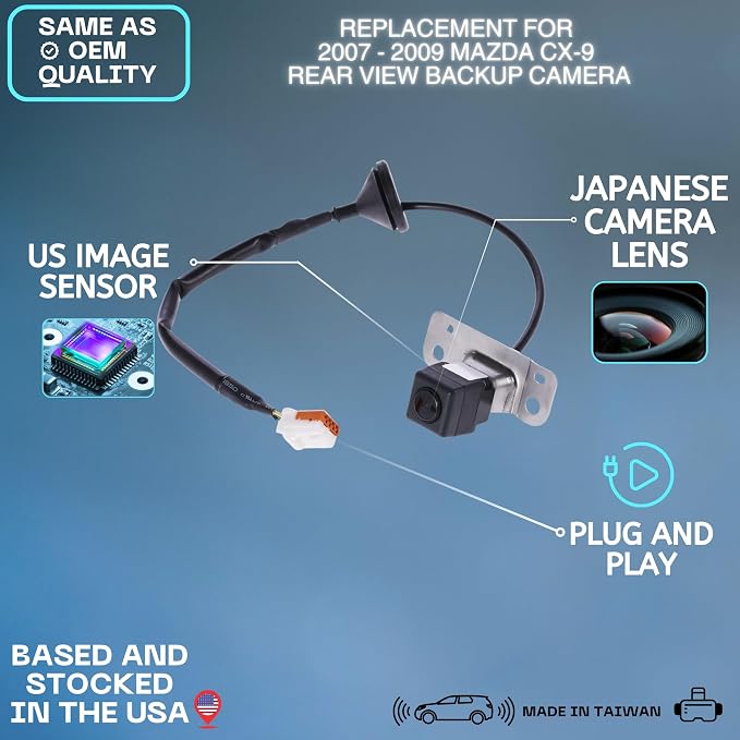 Backup Camera Replaces for 2007-2009 Mazda CX-9 OE Part # TD14-67-RC0A