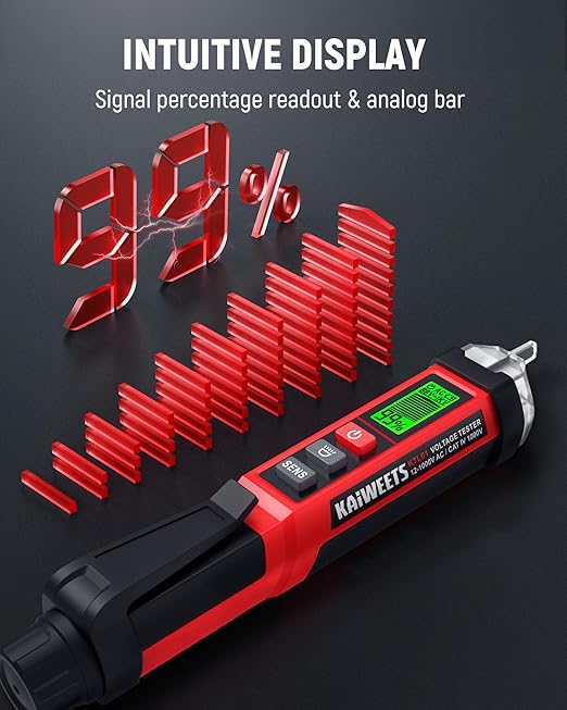 KAIWEETS Circuit Breaker Finder with LCD Display KT301P and KAIWEETS Non-Contact Voltage Tester Pen, Dual Range AC 12V/70V-1000V Electrical Tester KTL01