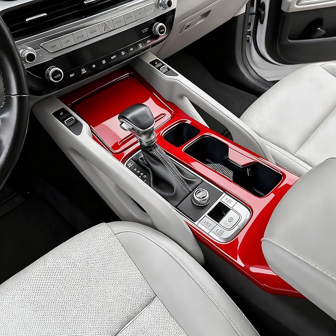 Center Console Frame Cover,for Kia Telluride 2020 2021 2022 2023 2024 2025 2026, Gear Shift Panel,Cup Holder Trim - Wine Red Protective Accessories