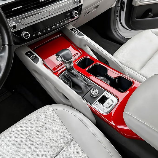 Center Console Frame Cover,for Kia Telluride 2020 2021 2022 2023 2024 2025 2026, Gear Shift Panel,Cup Holder Trim - Wine Red Protective Accessories