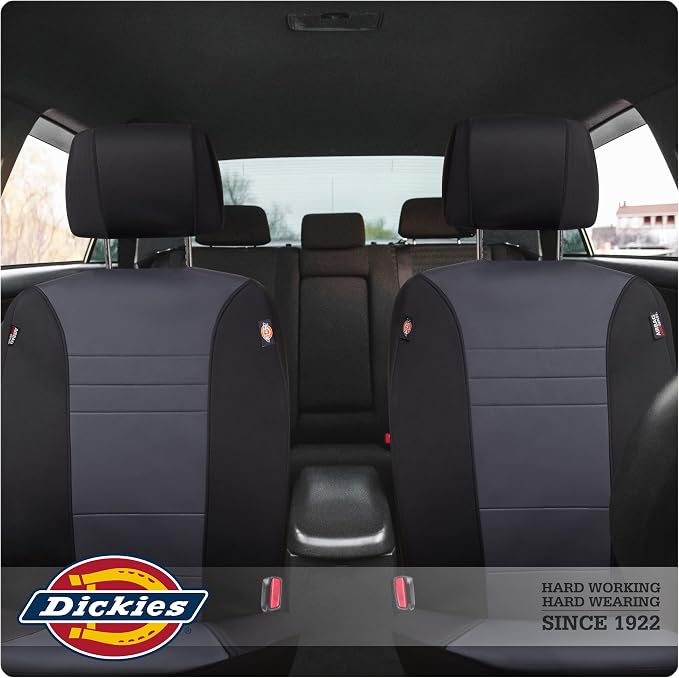 Dickies 2-Piece Aquablock Seat Covers, Water-Resistant Seat Covers for Cars, Trucks, SUVs — Black/Gray