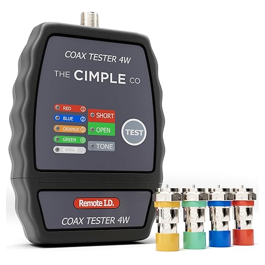 THE CIMPLE CO Coax Cable Tester, Tracer, and Toner - 4-Port Coaxial Cable Mapper and Locator with Color-Coded Remotes - Wire Tracer and Continuity Tester for Up to 4 Locations - 4 Ports, Black