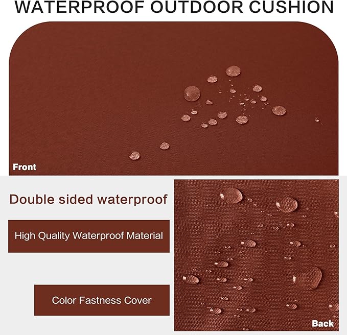 Outdoor Bench Cushion 4 inches Memory Foam Waterproof Patio Furniture Bench Cushion Porch Swing Cushion with Handle and Adjustable Strap, 42 x 18 Inch Terracotta
