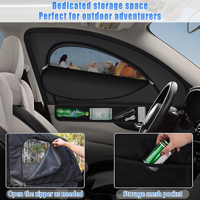 ZATOOTO Car Window Shades for Toyota RAV4 2019-2024 Car Window Covers Blackout | Double-Layer with Zipper | Airflow and Privacy RAV4 Window Screen with Storage Bag for Camping Napping Traveling
