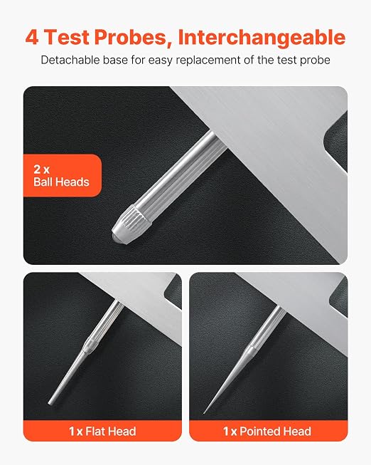 VEVOR Depth Gauge, Depth Micrometer 0-22 inch Measuring Range, 0.001" Resolution, with 4 Anvils & 6 Standard Rods, Precision Easy to Read Mechanical Tool for Measuring Groove, Step, Hole