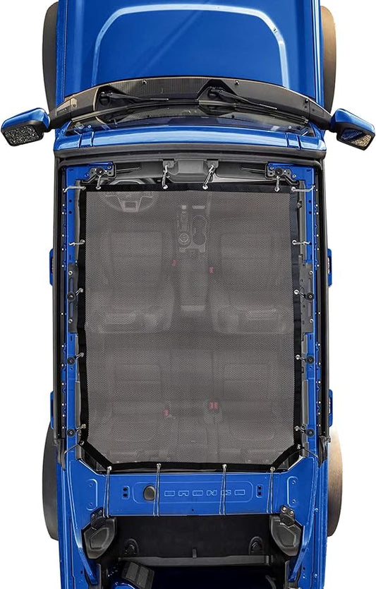 sukemichi Sunshade for Ford Bronco,Mesh Sun Shade Bikini Top Cover Bimini Top for Ford Bronco Accessories 2021 2022 2023 2024 2025 2026 4 Door - Blocks UV, Wind, Noise (Grey)