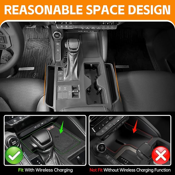 Black Center Console Organizer Compatible with Toyota Land Cruiser 250 Prado J250 Lc250 2024 2025 Accessories Black Organizer Interior Silicone Seat Gap Storage Box（NOT for 1958）