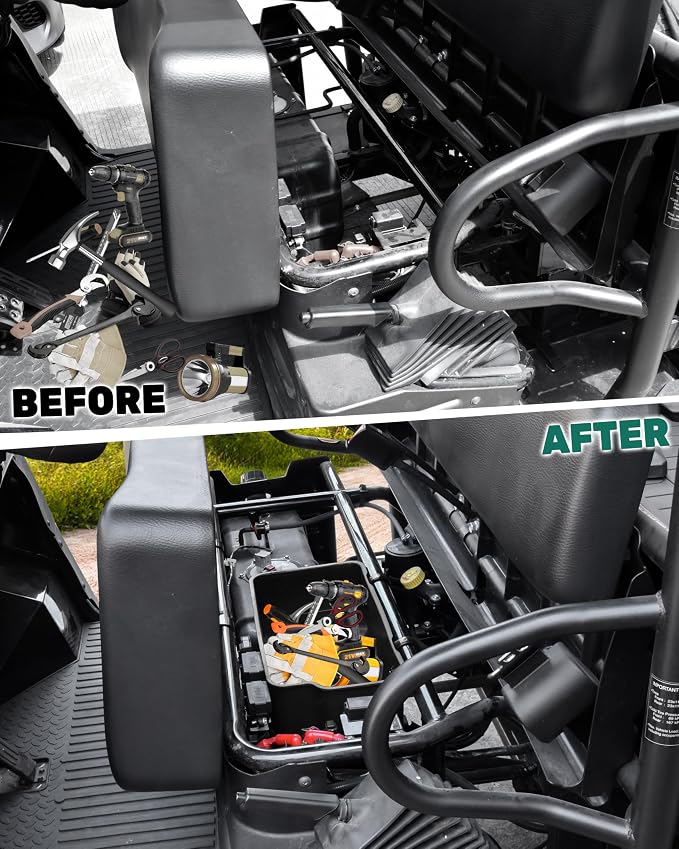 Under Seat Storage Box for Kawasaki Mule 4000 4010 2009-2026 Accessories, 14L Passenger Side Tool Storage Organizer Box Under Seat Combined Durable PP Bin for Kawasaki Mule 4000 4010 2009+