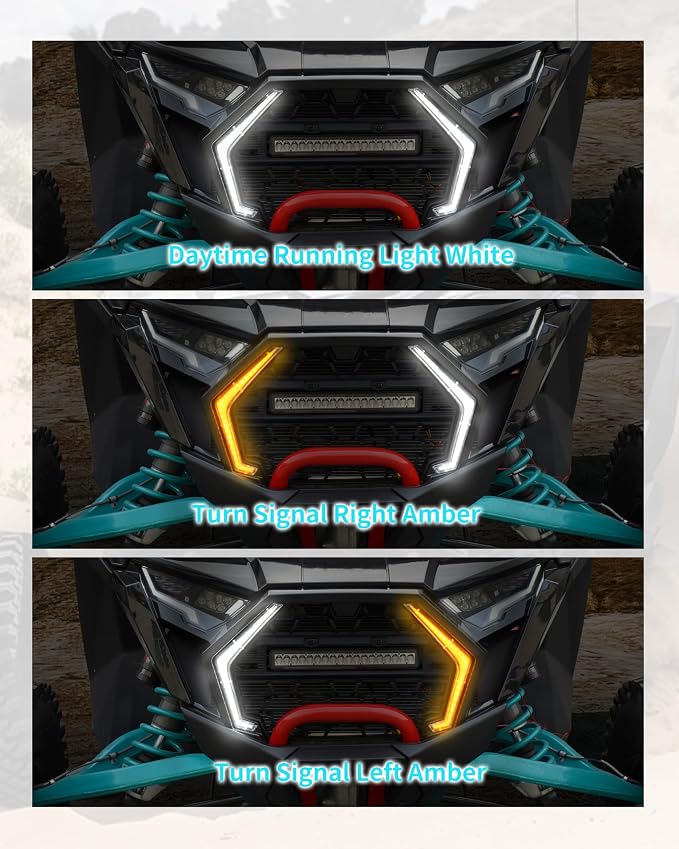 LED Grille Accent Fang Lights for Polaris RZR PRO XP/PRO R/S 2025, Waterproof Turn Signal & Signature Lamps, Replace #2417278, 2417279