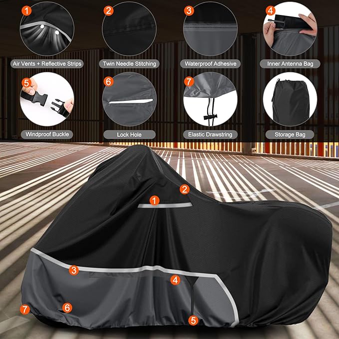 Waterproof Motorcycle Cover Replace for Honda Scooter Model, 420D Oxford Cloth Honda Ruckus, Metropolitan, Dio and ADV150 Scooter Cover for Snow Rain Dust Protection