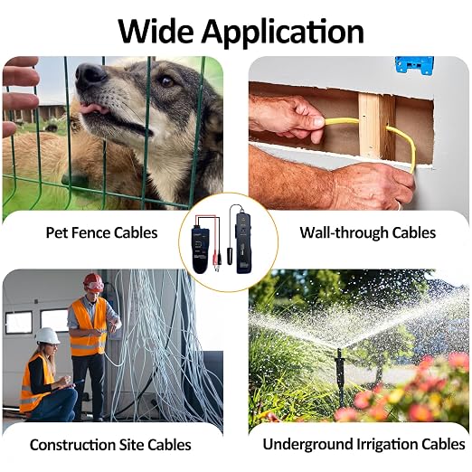 Underground Wire Locator Upgrade, RockyMars Cable Tester with Rechargeable 1100mAh Battery for Invisible Fence for Dogs, Circuit Breaker Finder, Electric Fence Wire Tracer, Wire Break Locator, etc.