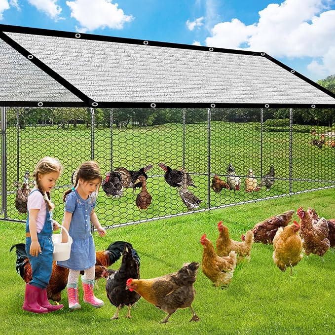 Shade Cloth-Thickened and Encrypted 80% Aluminum Shade Cloth for Greenhouse Balcony Garden,Outdoor Pergola,Lawn,Cars.Easy Hanging with Edges and Holes,Silver Heat Reflective Tarp