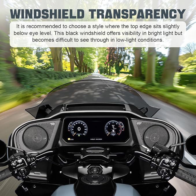 9" Motorcycle Windshield Accessories Fits Harley Touring 2023.5-Later Street Glide Models (Light Gray)
