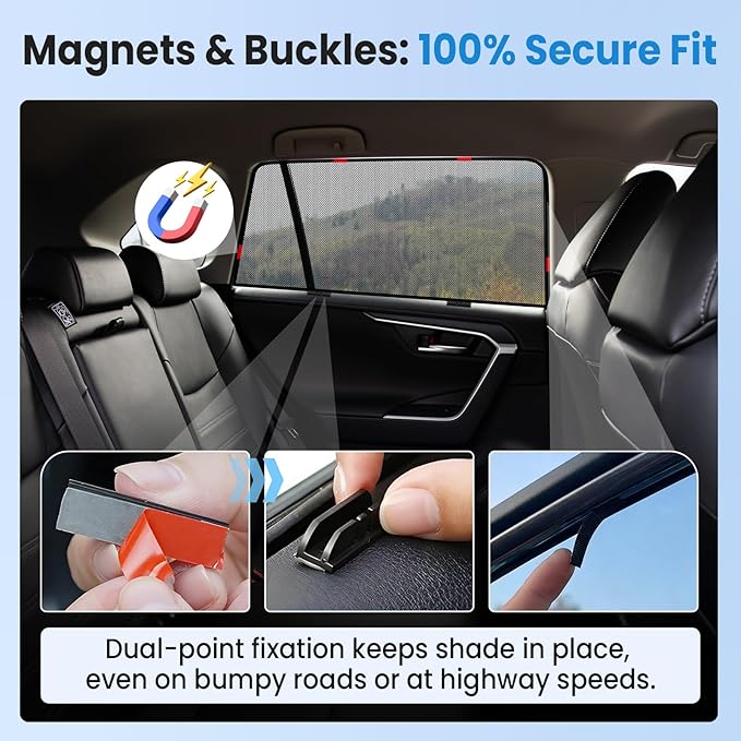 KUST Car Window Shades for 2020-2025 2026 Ford Explorer Accessories, Breathable Mesh Magnetic Window Covers, Rear Back Side Window Sun Shades UV Block Privacy Protection for Baby Camping Napping 2PCS