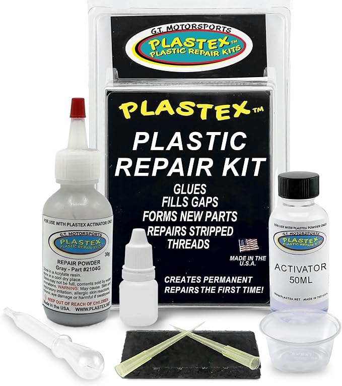 Plastex Plastic Repair Kits - Easily Glue, Repair or Remake Broken Plastic, Fiberglass, Wood & More! (Standard Gray Kit)