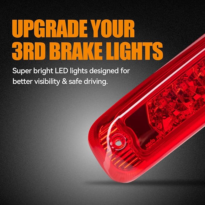 Third 3rd Brake Light LED for 1997-2001 Jeep Cherokee, High Mount Rear Brake Lights Assembly for 97-01 Jeep Cherokee, Waterproof Center Cab Lamp Stop Light (Red)