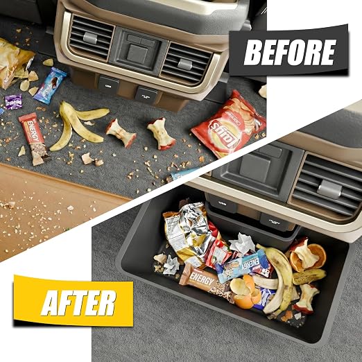 Trash Can Compatible with 2021-2025 2026 Ford F150 Trash Bin One-Touch Garbage Can Push-to-Open Trash Bin Extra Rear 2nd Row 7.4L Center Console Storage Box for 2024 F-150 Accessories