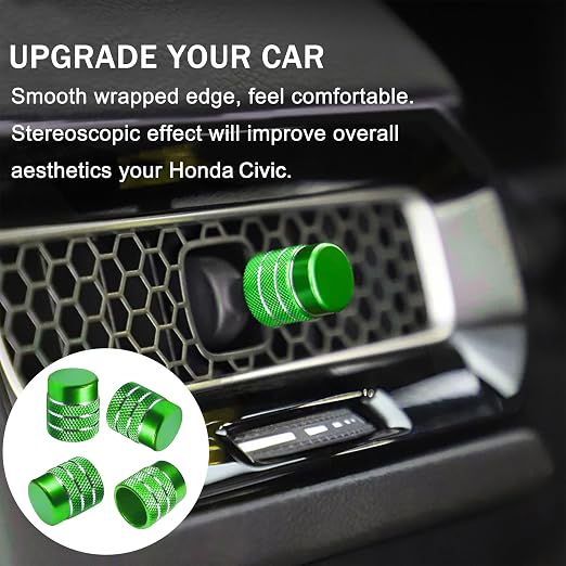 Knob Covers for Honda Civic Accessories 2026 2025 2022-2024 for CRV 2026 2025 2024 2023 for Acura Integra 2025 2024 2023 AC Knob, Air Vent, Audio Control, Push Start Button Cover Ring 11Pcs (Green)