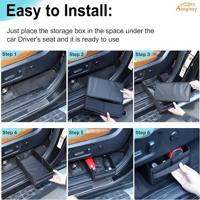 Aunginsy Front Row Driver's Under Seat Storage Bag Compatible with Toyota Tundra 2014-2021, Car Driver's Side Underseat Hidden Organizer Tray Storage Drawer Tool Box with Handle Accessories