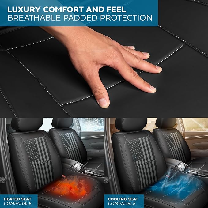 American Black Flag Seat Covers for Trucks, Cars, & SUV - Napa Leather US Car Seat Covers American Flag Truck Accessories - Car Seat Cover American Flag Car Accessories Car Seat Protector