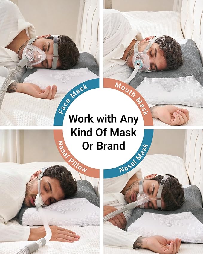 Elviros CPAP Pillow for Side Sleeping, HSA/FSA Sleep Apnea Memory Foam Pillow for All CPAP Masks Users to Reduce Air Leaks & Masks Pressure, Adjustable Height with Cooling Breathable Cover