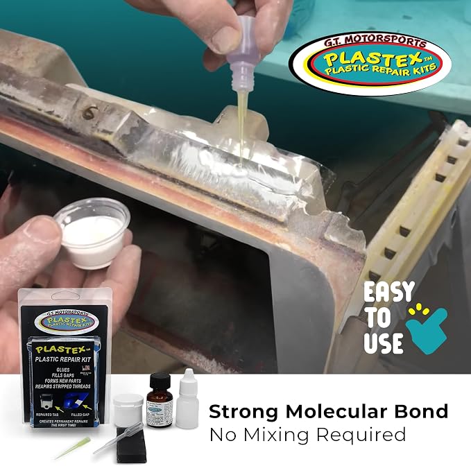 Plastex Plastic Repair Kits - Plastic Adhesive - Easily Glue, Repair or Remake Broken Plastic, Fiberglass, Wood & More! (Small White Travel Size Kit)