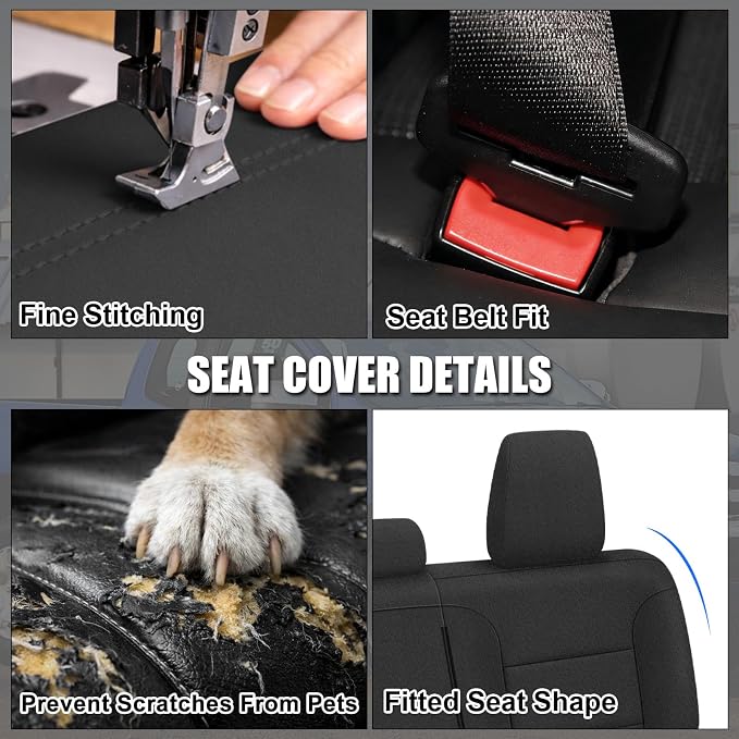 SAPUBK Rear Seat Covers Sets Replace for 2019-2025 Chevy Silverado/GMC Sierra 1500 CrewCab, Premium Neoprene with Composite Soft Foam Lining Breathable Seat Cover Cushion