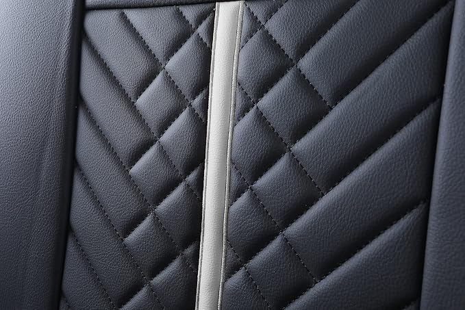 Tomatoman Tacoma Truck Rear Seat Covers 2005-2024 2025 2026 Access Double Cab TRD Sport Offroad Limited SR5 V6 Back Car Cushions with Waterproof Faux Leather(Rear Seat/Black-White)