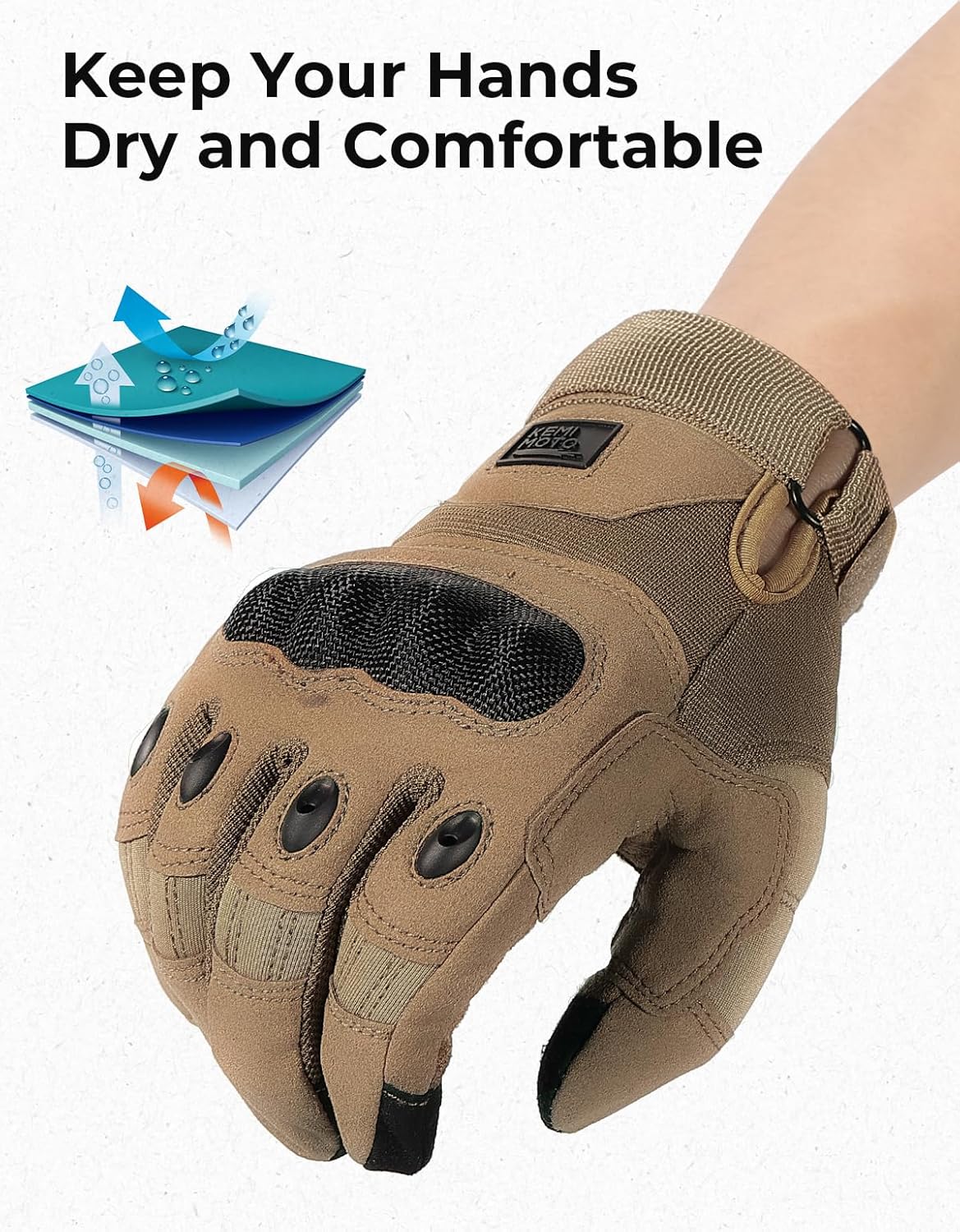 KEMIMOTO Tactical Gloves for Men, Touchscreen Motorcycle Gloves with Hard Shell & Palm Padding for Sports Motorcycle Cycling Tactical Airsoft Paintball Hunting Hiking Camping Climbing