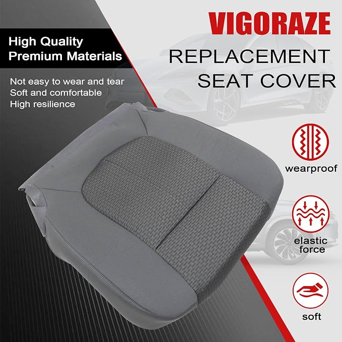 Driver & Passenger Bottom & Top Lean Back Replacement Cloth Seat Covers Gray #1S 2S or 3S Compatible with Ford F250 F350 F450 F550 XL XLT 2011 2012 2013 2014 2015 2016