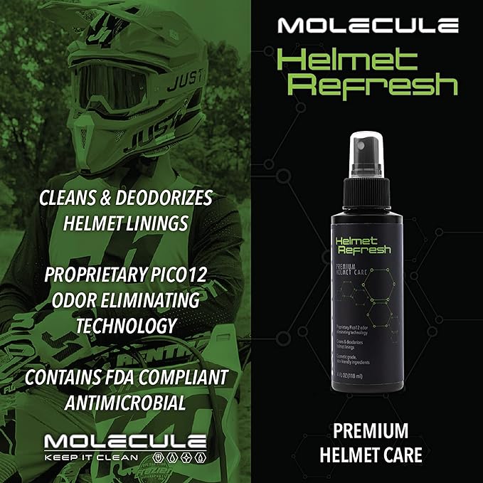 Molecule Small Matte Helmet Kit | Premium Helmet Care | 4 Ounce Matte Detailer & Refresh | Cleans Matte Finish Helmets, Visors, and Goggles | 4 Ounce Kit