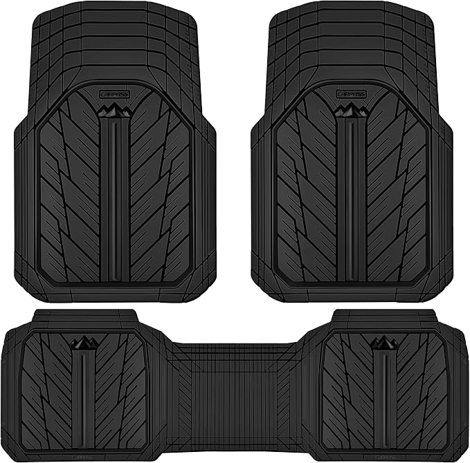 CAR PASS 3D Foam Support Black Leather Car Seat Covers Front Seats,Waterproof Faux Leather Front Seat Cover for Car,Universal Fit Anti-Slip for SUV Truck,Rubber Floor Mats for Cars