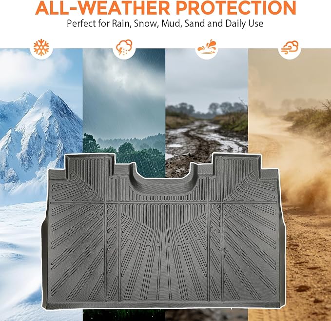 Floor Mats for Ford F150 SuperCrew Cab 2015-2025 and F-150 Lightning 2022-2025 (Only Fit without Rear Under-Seat Fold-Flat Storage), TPE All Weather Protection Waterproof Non-Slip (Two-Row Floor Mats)