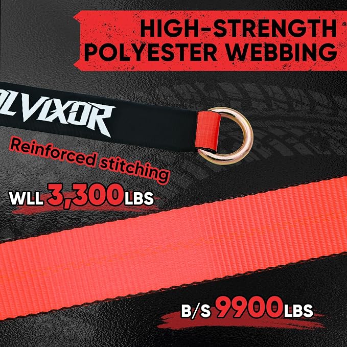 4 Pack Car Tie Down Straps for Trailers - 2" x 96" - 9900LBS Break Strength - Tire Ratchet Straps with Heavy Duty Chain Anchors for Hauling UTV, SUV, Truck, Any Cars