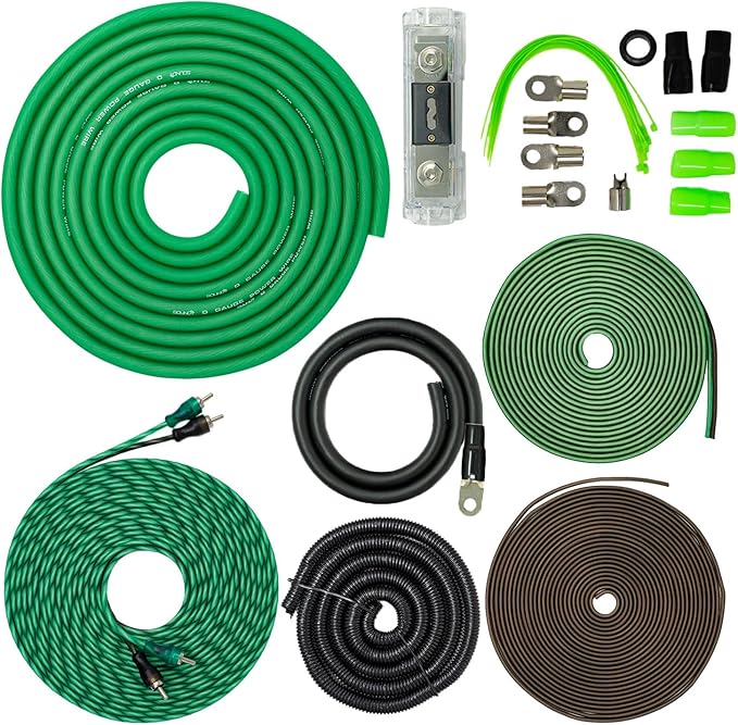 SoundBox 0 Gauge Amp Kit Complete AWG Amplifier Install Wiring Cables - 9500W