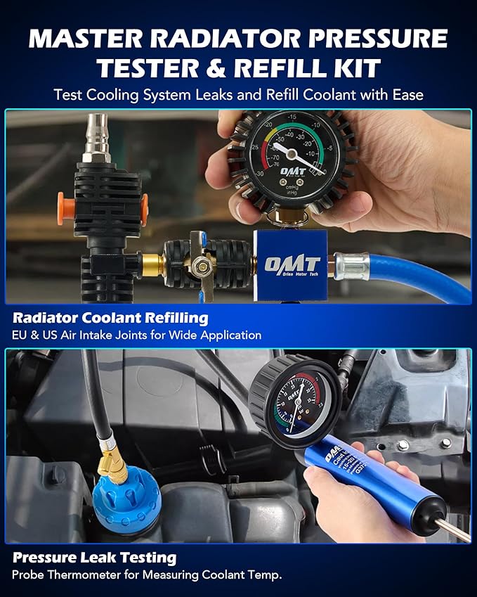 Orion Motor Tech Coolant Pressure Tester Kit, 33pc Master Coolant Vacuum Refill Kit with 23 Radiator Adapters, Radiator Cooling System Pressure Tester Kit with Vacuum Pump Vacuum Purge & Refill Tool