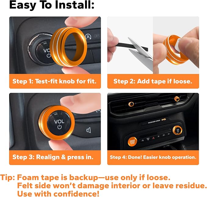 for 2025-2026 Ford Bronco Sport Accessories (Not for Bronco) 9PCS Aluminum Alloy Knob Cover Trim Set for Push Start, Volume, Air Vent Tabs, Headlight & Gear Shift Knob (Orange)