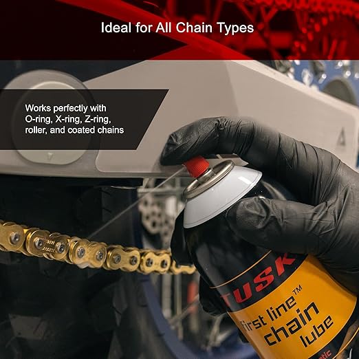TUSK First Line Synthetic Chain Lube 13 oz – O-Ring Safe Chain Lubricant Aerosol Spray – Protects Dirt Bikes, Motorcycles, UTVs & ATVs from Rust & Wear
