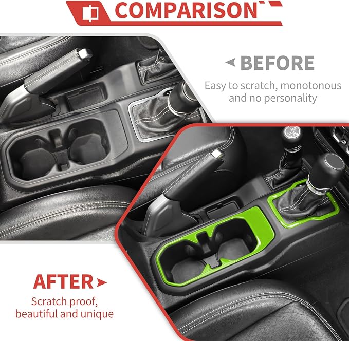 23pcs Full Set Interior Trim Kit for Jeep Wrangler JL JLU Gladiator JT 2018-2023 Steering Wheel Door Handle Air Conditioning Vent Cup Holder Reading Light Headlight Gear Cover, Light Green
