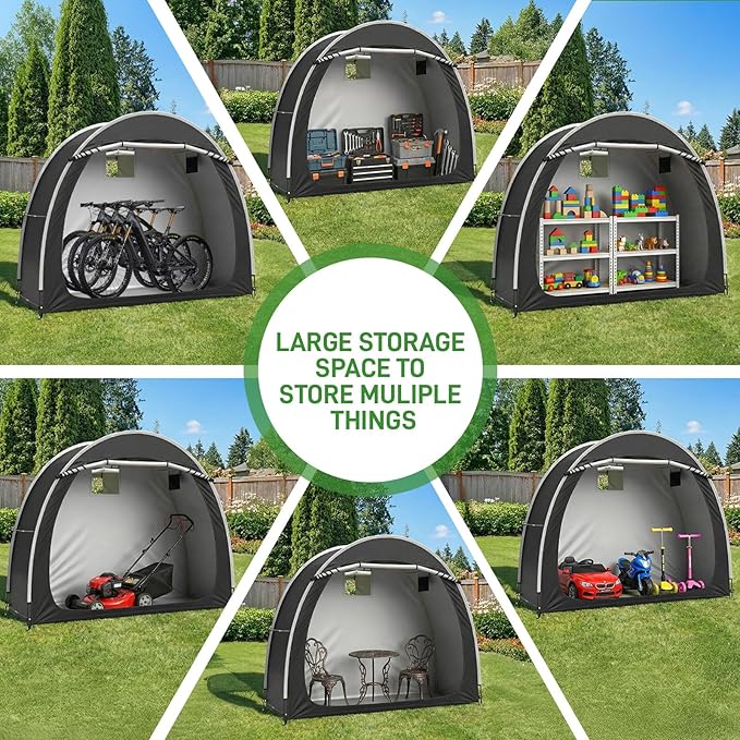 Outvita Bike Tent, Outdoor Portable Bicycle Storage Sheds with 210D Oxford Fabric PU4000 Waterproof Cover for 2-3 Bikes, Storage Cover Shelter for Motorcycle,Garden Tools,Toys,Lawn Mower