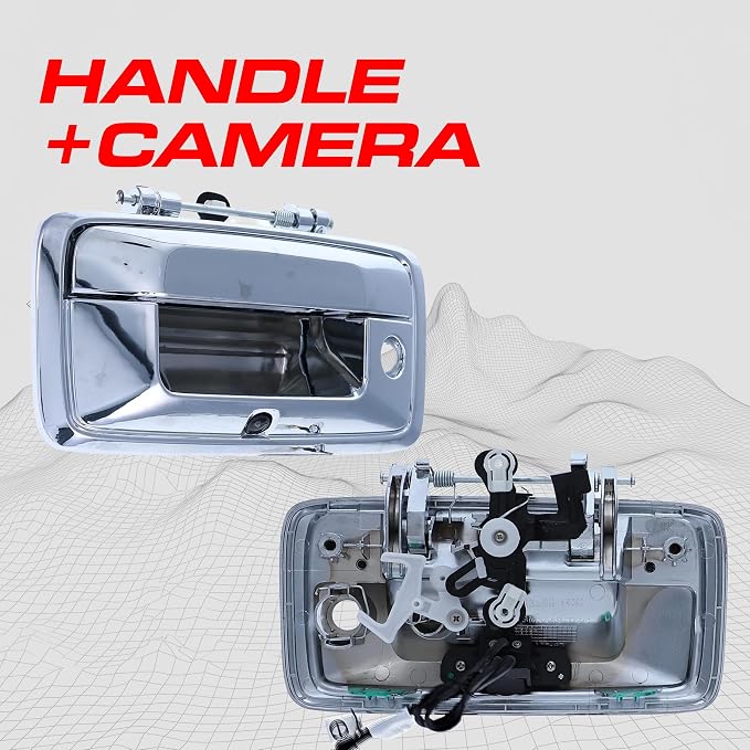 Master Tailgaters Chrome Tailgate Handle with Backup Camera Replacement for Chevrolet Silverado/GMC Sierra (2016-2018) | IP68 Waterproof | Parking Grid Lines Available | Easy to Install