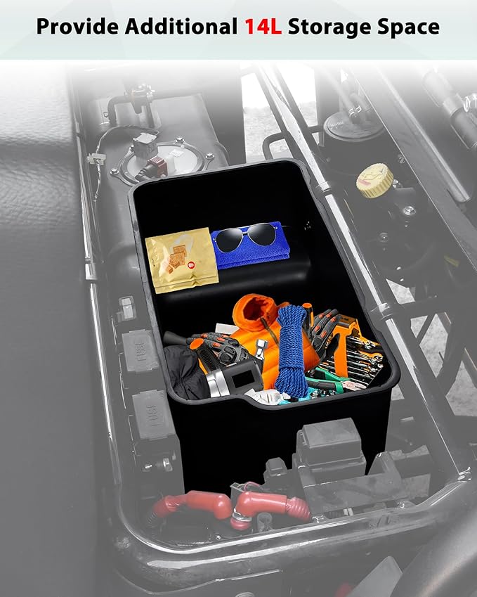 Under Seat Storage Box for Kawasaki Mule 4000 4010 2009-2026 Accessories, 14L Passenger Side Tool Storage Organizer Box Under Seat Combined Durable PP Bin for Kawasaki Mule 4000 4010 2009+