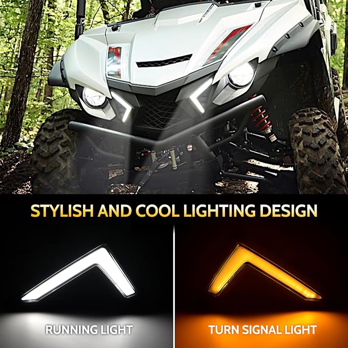 SAUTVS LED Turn Signal Fang Lights for Yamaha Wolverine X2 X4, Front Grille Accent Lights Signature Lights Grill Lamps for Yamaha Wolverine X2 X4 850 1000 2018-2025 Accessories (2PCS)