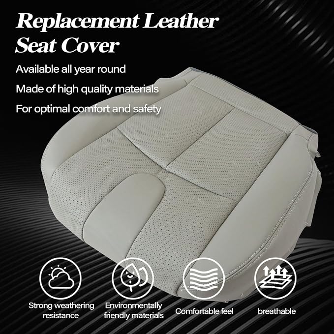 SecosAutoparts Front Driver & Passenger Side Bottom Replacement Seat Covers Gray Microfiber Leather Compatible with Infiniti G37 2008 2009 2010 2012 2013