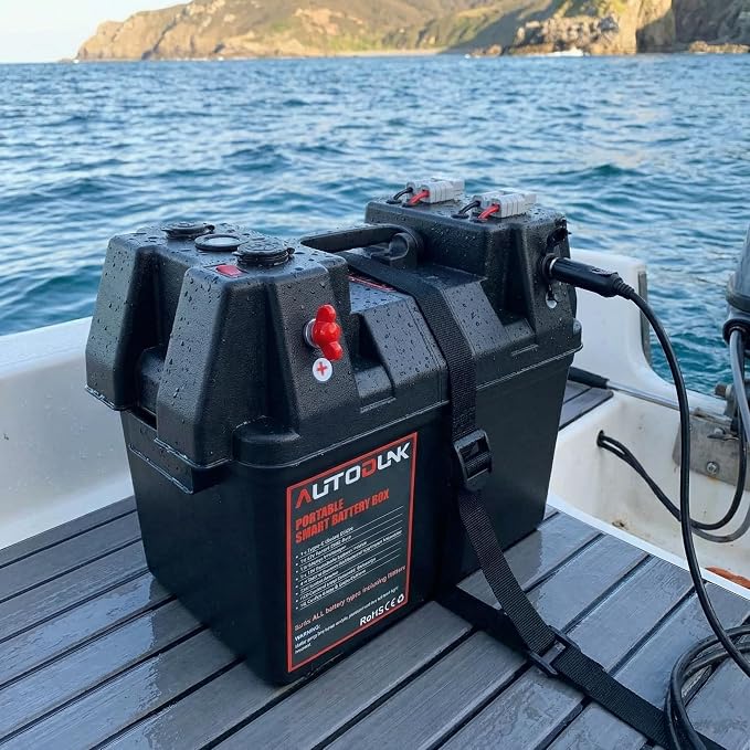 Smart Battery Box 12V - with QC3.0 /PD Type-C Port/CIG Socket/Anderson Plug/Digital Voltmeter/Circuit Breaker for RV Van SUV ATV Camper Truck Car(Battery not Include)