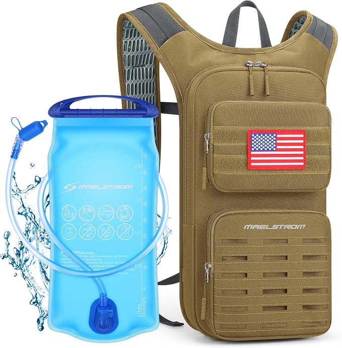 Maelstrom Tactical Hydration Backpack,Water Pack with 2L Water Bladder | BPA-free,MOLLE Compatibility,lightweight,insulated layer, Breathable back panel and shoulder,for running/hunting/cycling
